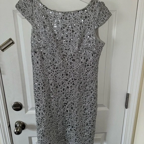 Adrianna Papell Silver Sequin Mini Dress - Picture 2 of 3